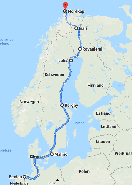 Route zum Nordkap